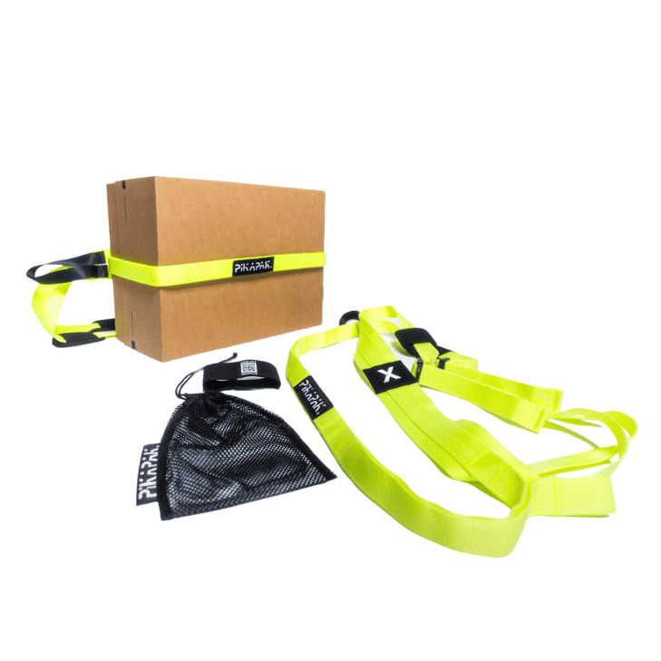 Komplettes PIKAPAK 2.0 Set mit Tragegurten, Tasche und Verpackung in der Übersicht