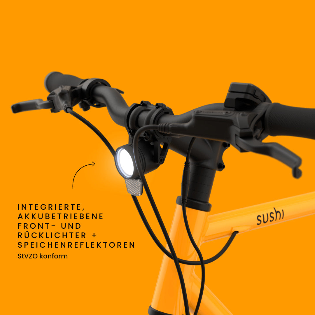 Maki 3.0+ Lava mit Fokus auf integriertem akkubetriebenem Frontlicht