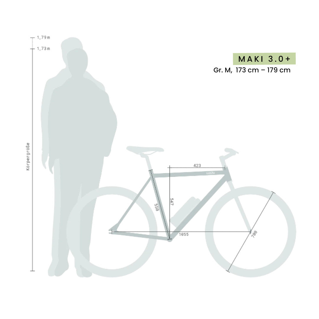Maki 3.0+ Black in Größe M: passend für Personen von 173 cm bis 179 cm Körpergröße.