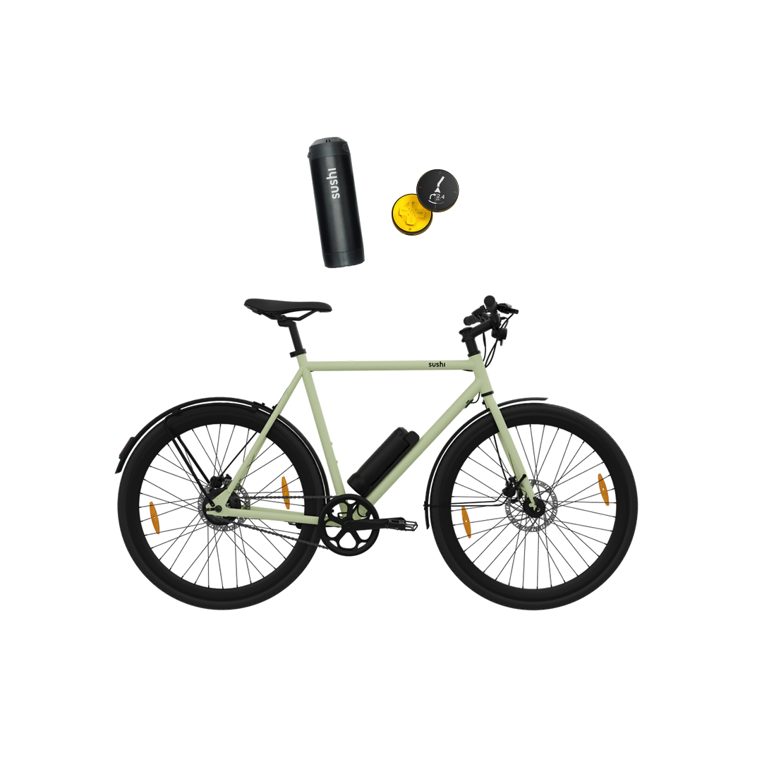 E-Bike Maki 3.0+ in Matcha im Long Distance Bundle mit Zusatzakku und Beeline Velo 2