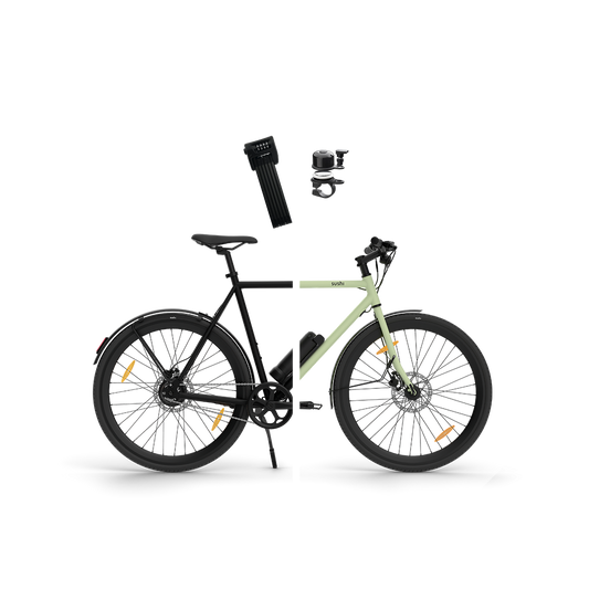 E-Bike Maki 3.0+ in Matcha oder Schwarz mit ABUS Faltschloss und Airbell-Klingel im Safety Bundle