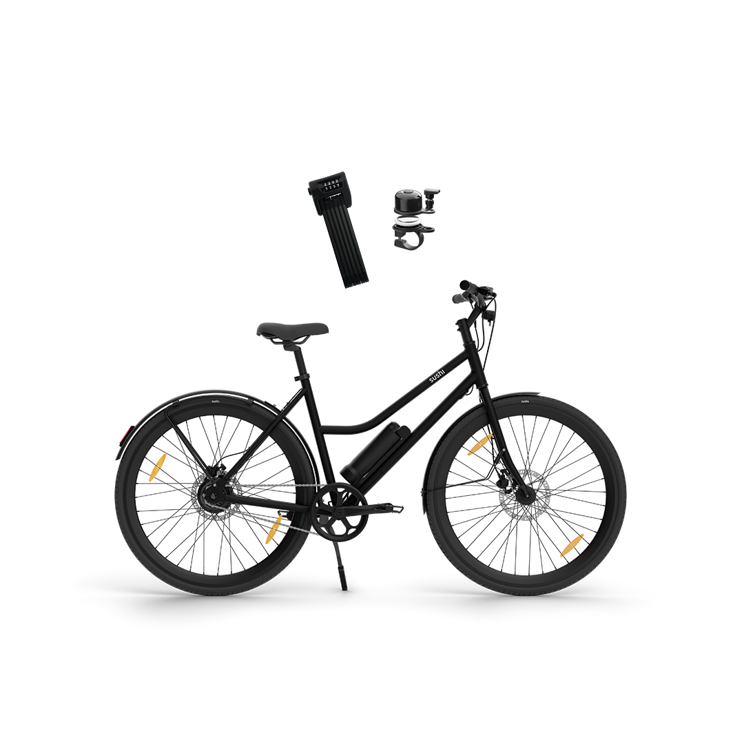 E-Bike California Roll 3.0+ in Schwarz mit ABUS Faltschloss und Airbell-Klingel im Safety Bundle