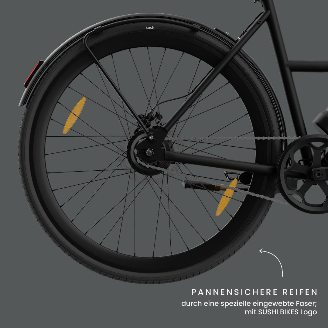 California Roll 3.0+ Black: Fokus auf pannensichere Reifen, schwarze Felgen mit eingewebter Schutzfaser