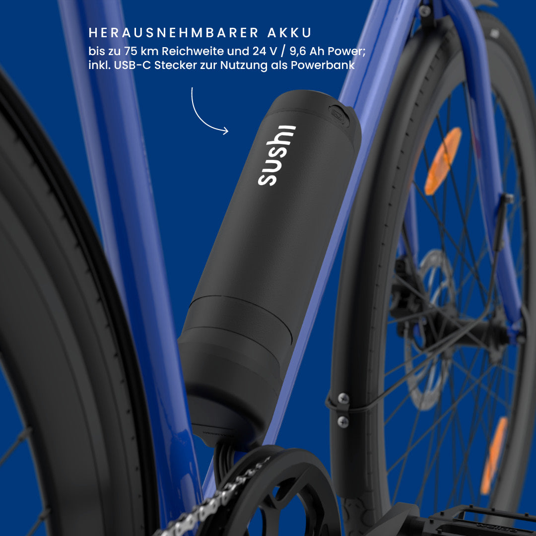 Maki 3.0+ Ocean Drive: Fokus auf herausnehmbarem Akku mit bis zu 75 km Reichweite und USB-C-Anschluss zur Nutzung als Powerbank