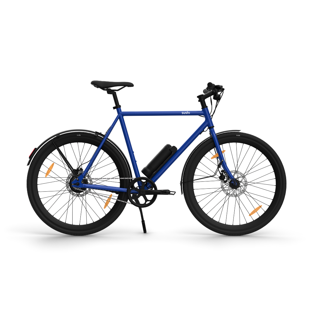 Maki 3.0+ Ocean Drive mit schwarzen Schutzblechen, Lenker und Sattel in der Seitenansicht