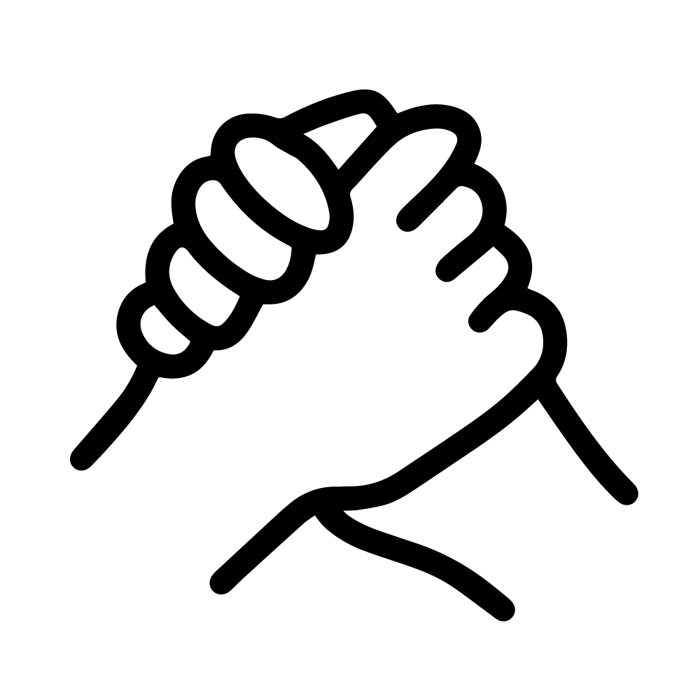 Icon von zwei Händen, die einschlagen