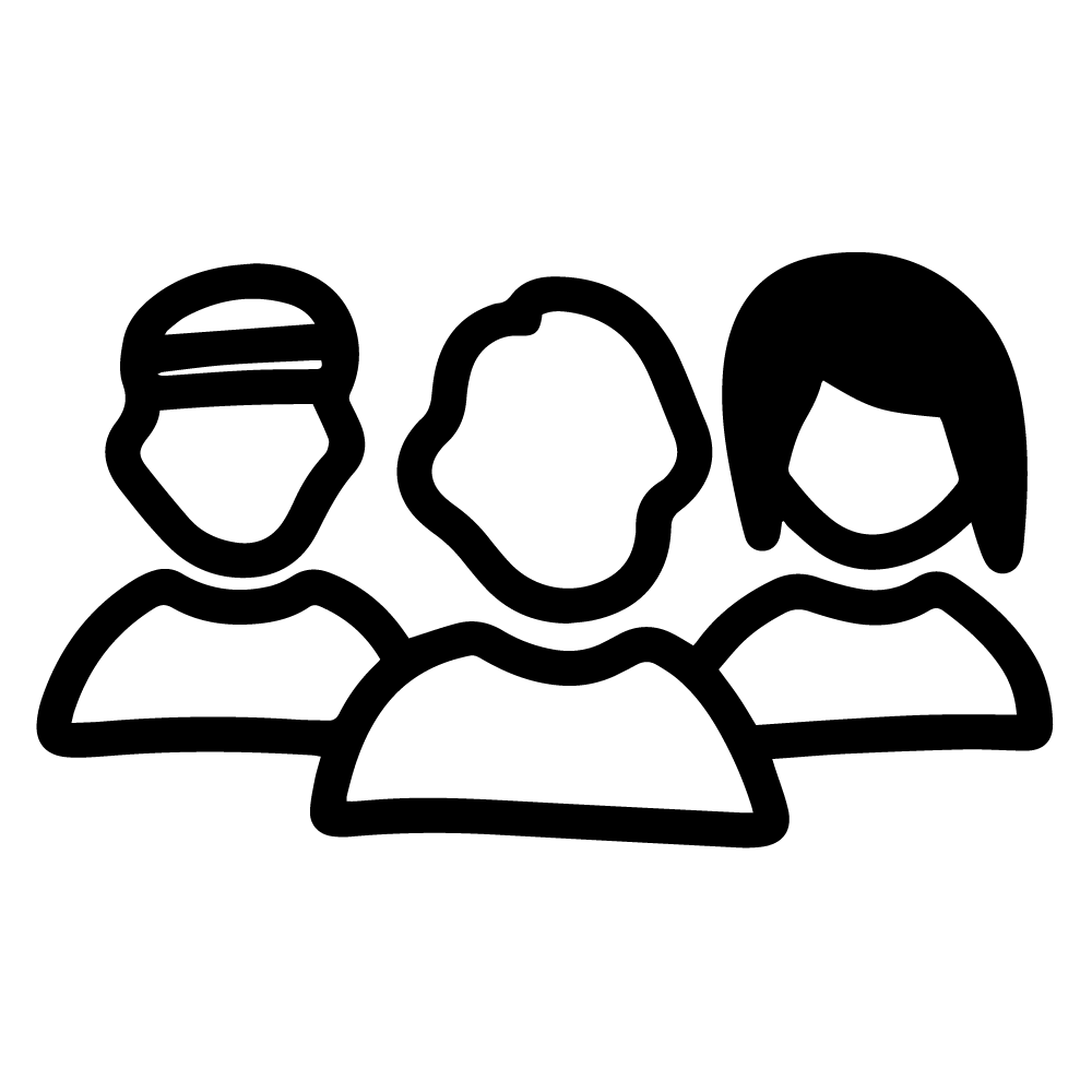 Icons von drei stilisierten Personen