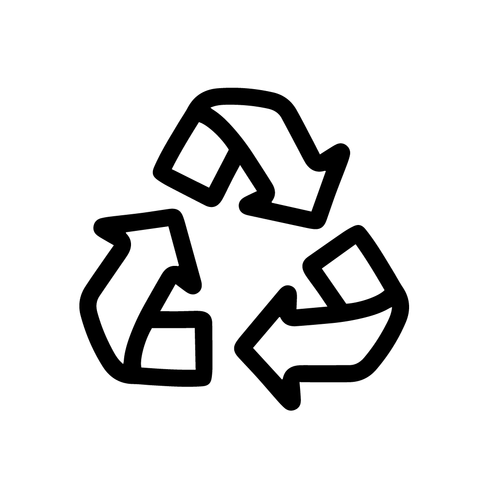 Symbol für Recycling mit drei Pfeilen im Kreis