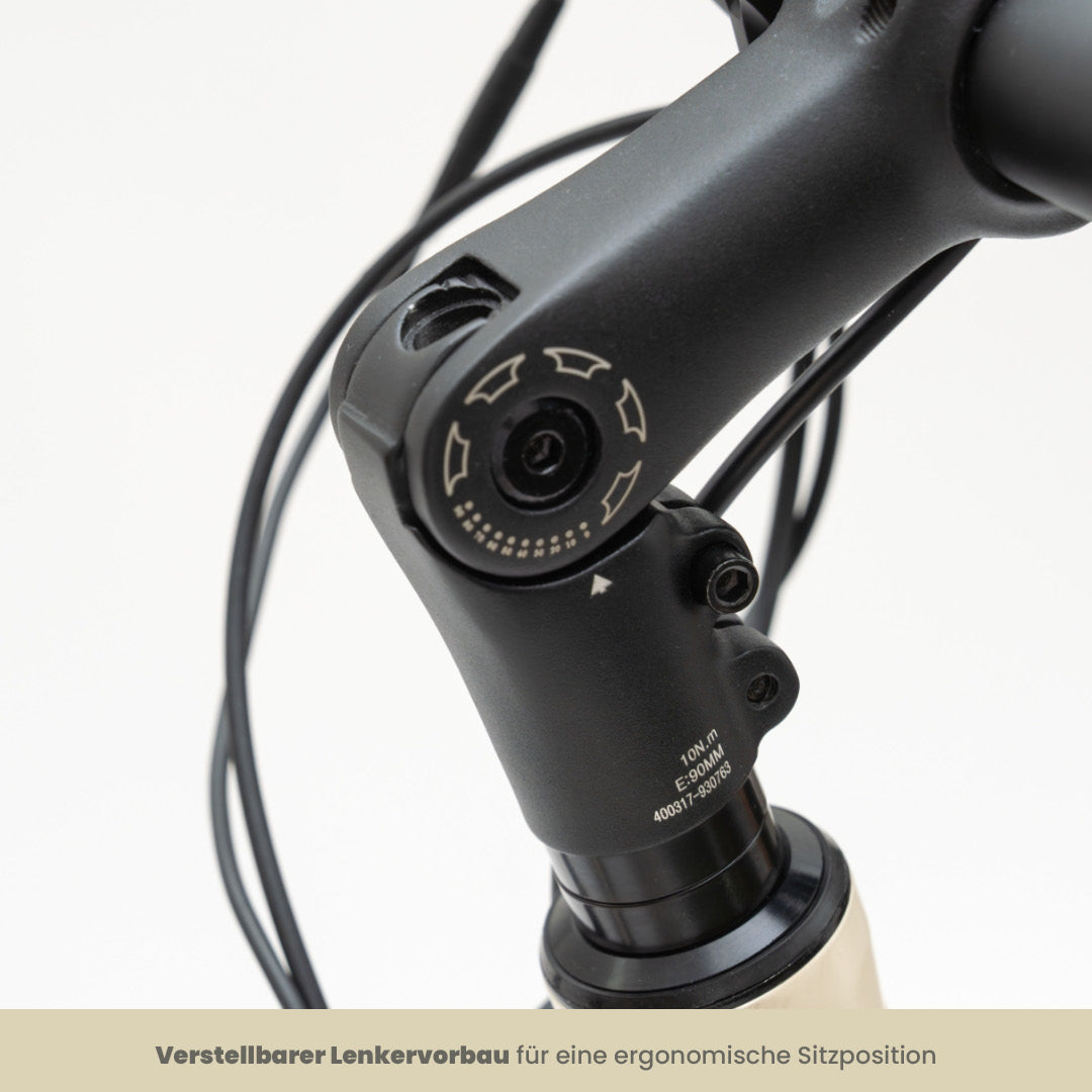 TABI Tiefeinsteiger, Verstellbarer Lenker-Vorbau; individuell anpassbare Lenkerhöhe für ergonomisches Fahren