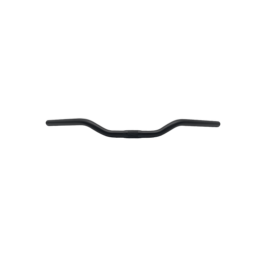 schwarze ergonomisch geformte Lenkerstange für eine aufrechte Sitzposition auf dem Fahrrad