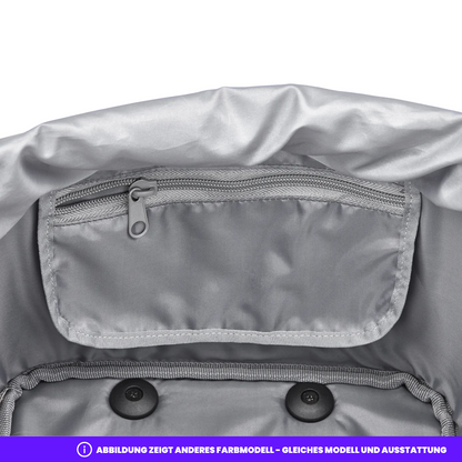 Detailaufnahme des Reißverschlussfachs an der Innenseite der Tasche