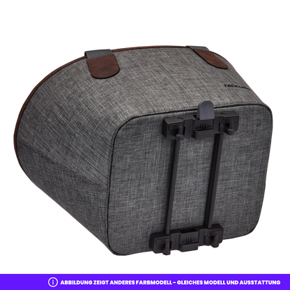 Ansicht der Tasche von unten mit zwei Clip-Haken zur Befestigung am Racktime-Gepäckträger