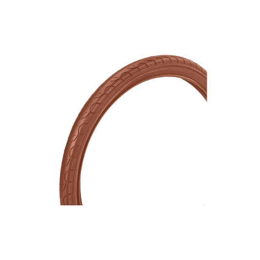 Brauner Fahrradreifen mit tiefen Wasserrillen und leichtem Profil