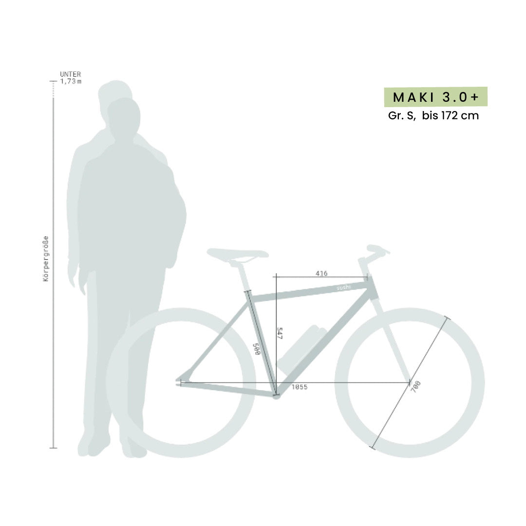 rahmengröße fahrrad bei 172 cm E-Bike SUSHI BIKE 3.0+ – SUSHI BIKES