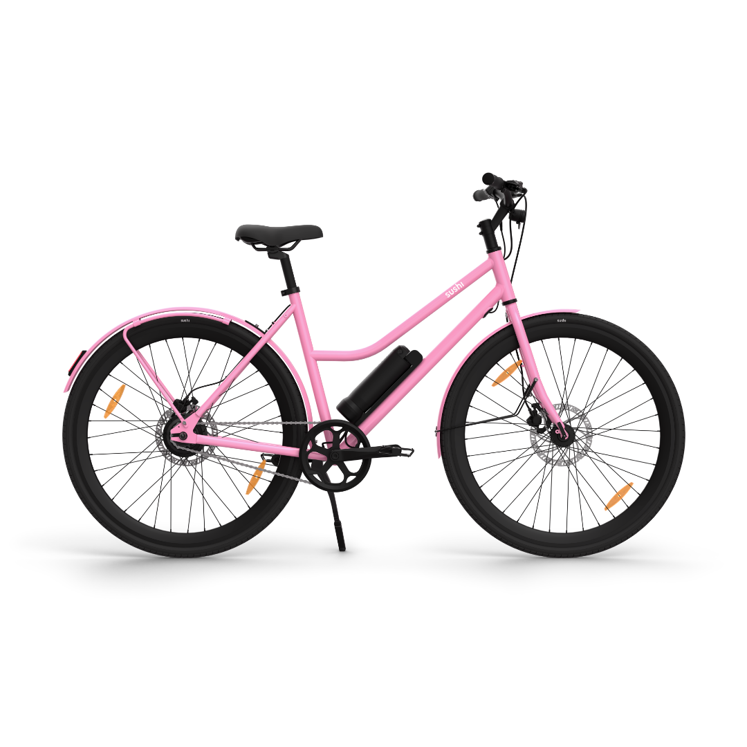 California Roll 3.0+ Bubblegum mit rosa Schutzblechen, schwarzem Lenker und Sattel