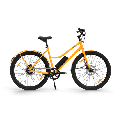 California Roll 3.0+ Lava mit gelben Schutzblechen, schwarzem Lenker und Sattel