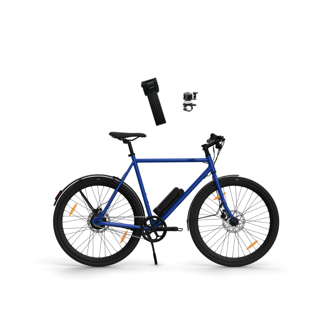 E-Bike Maki 3.0+ in Ocean Drive mit ABUS Faltschloss und Airbell-Klingel im Safety Bundle