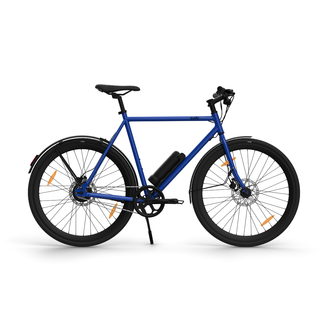 Maki 3.0+ Ocean Drive mit schwarzen Schutzblechen, Lenker und Sattel in der Seitenansicht