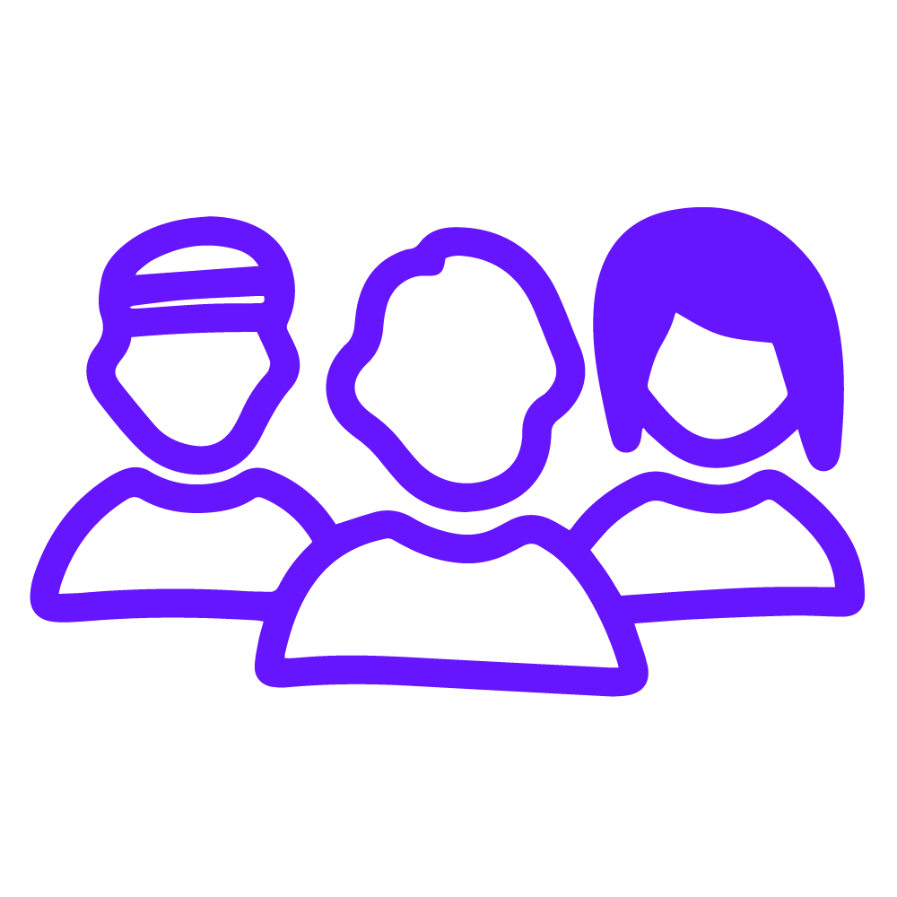 Icons von drei stilisierten Personen