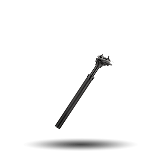 Sattelstütze in schwarz mit zwei Federn für unterschiedliche Dämpfung