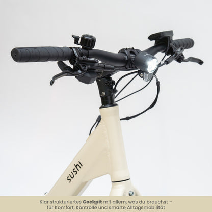 TABI Tiefeinsteiger mit ergonomischem Lenker, Frontlicht, Klingel und Shimano-Bremsen