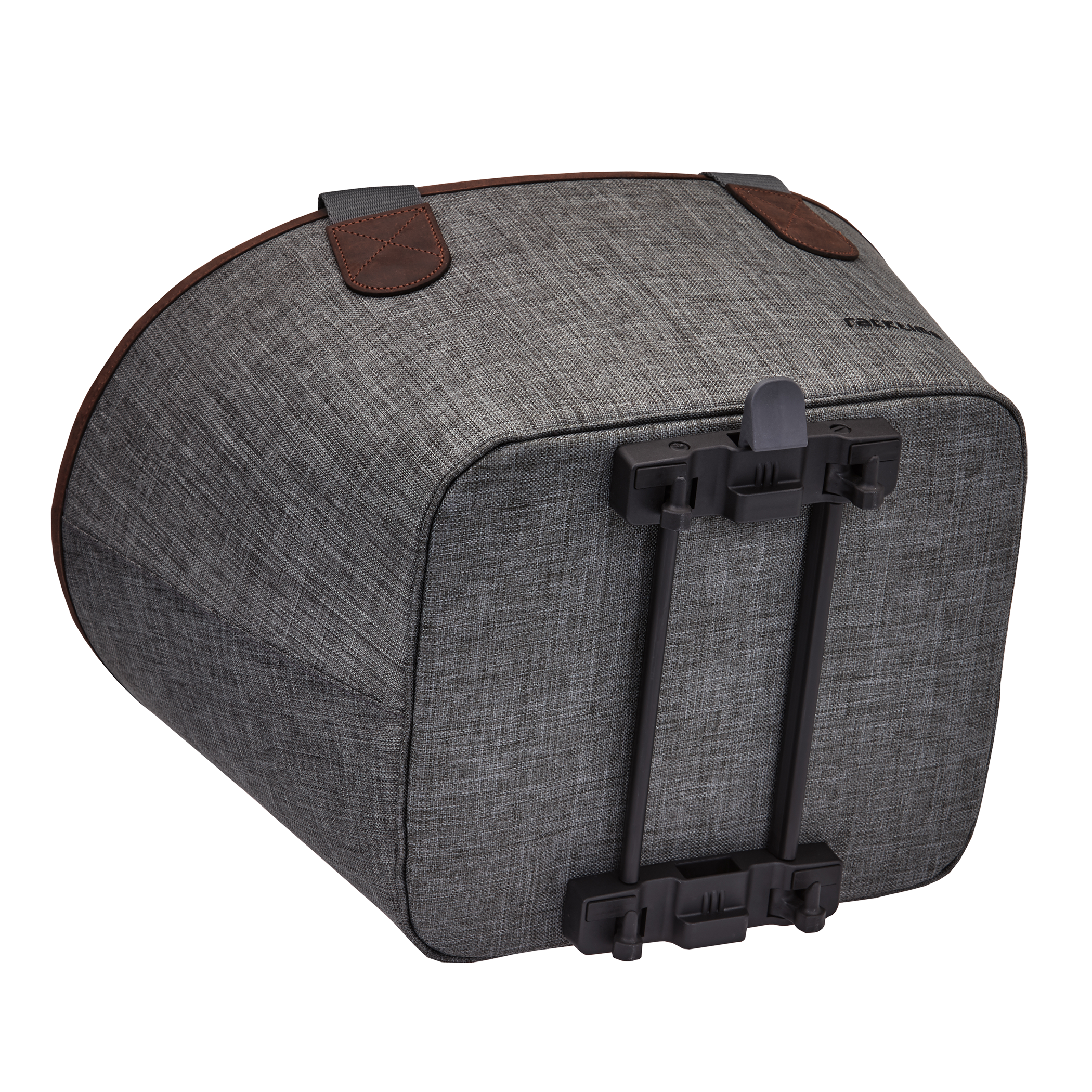 Ansicht der Tasche von unten mit zwei Clip-Haken zur Befestigung am Racktime-Gepäckträger