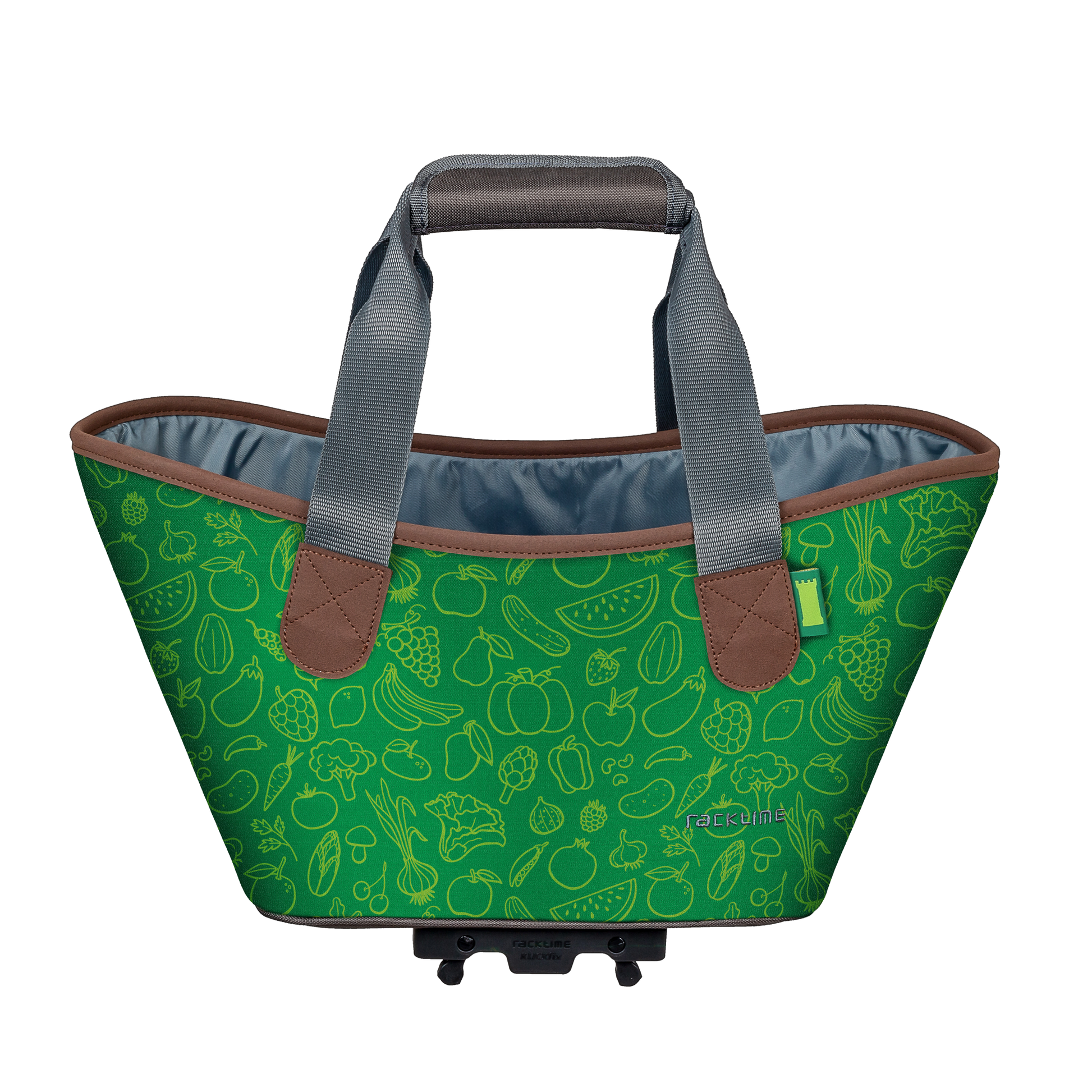 Racktime Agnetha 2.0 Carbon Black in schwarzem Design mit gepolsterten Tragegriffen und Halterung für den Gepäckträger