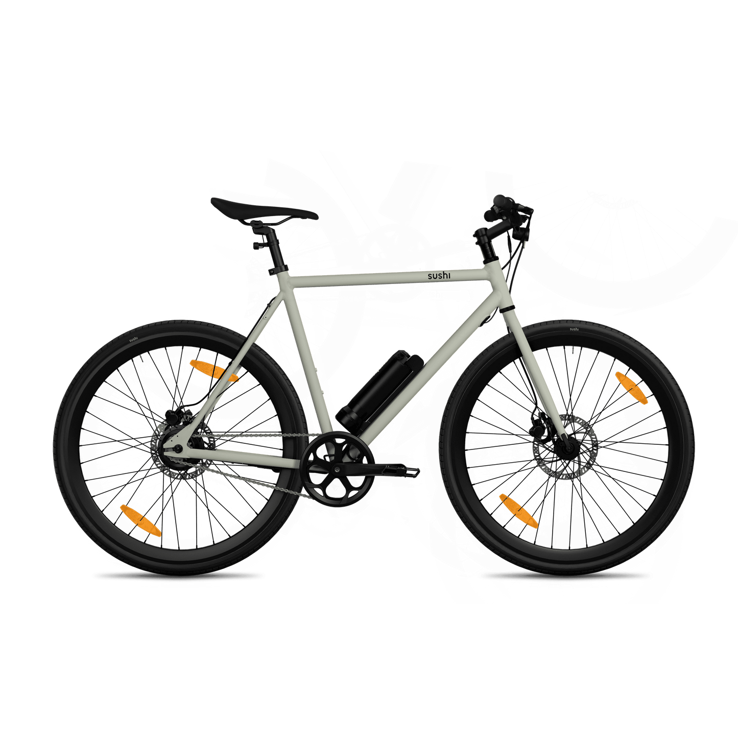 Seitenansicht des Sattels mit eingeschaltetem Rücklicht vom grauen E-Bike Maki 3.0