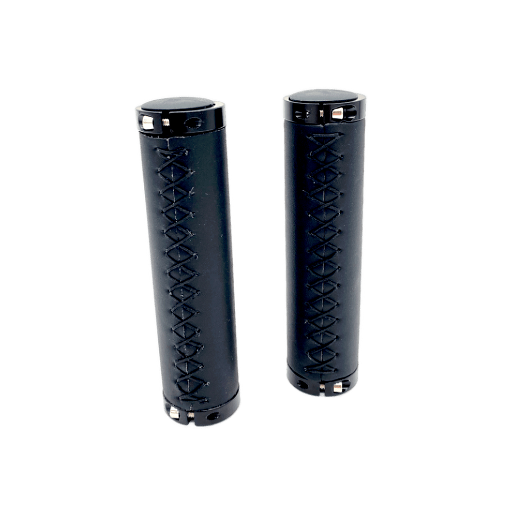 Black leather handlebar store grips